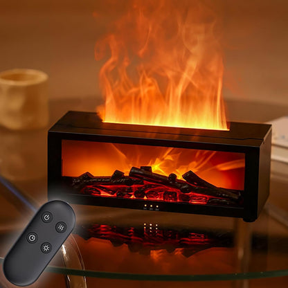 Fireplace Diffuser, Flame Fireplace Essential Oil Diffuser, 150ML Ultrasonic Cool Mist Humidifier with Remote Control and 7 Colors Light, 3D Fireplace-Style Humidifier for Home, Room (Black)
