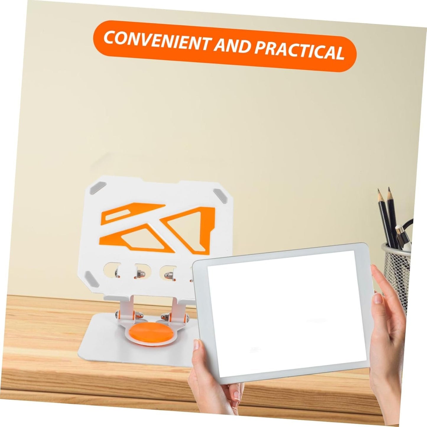 Veemoon Foldable Tablet Holder Stand: -Slip Desktop Stand Portable Holder for Office Entertainment and Travel White