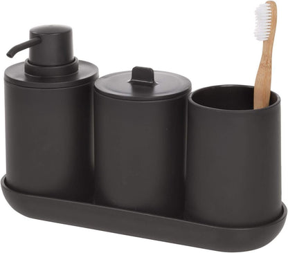 iDesign Cade 4-Piece Bathroom Accessory Set, Matte Black