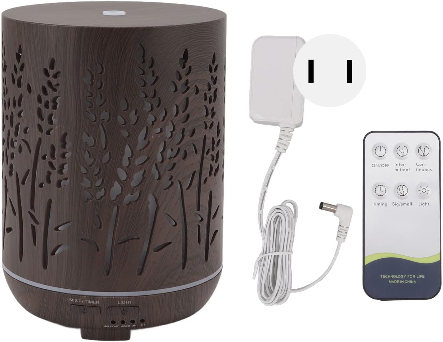 UHCPVHQQQ Aroma Air Humidifier, Automatic Power Off Ambience Night Light Remote Control Portable 300ml Wood Grain Air Humidifier for Living Rooms