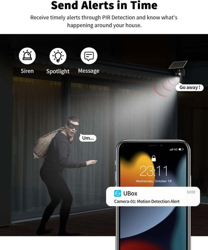 4G LTE Cellular Security Camera with Unlimited Data Plan, 2K Color Night Vision, 360° Live View, Motion Alerts, Remote Access, Solar No WiFi Security Camera for Outdoors (Jobsite, Farm etc.)