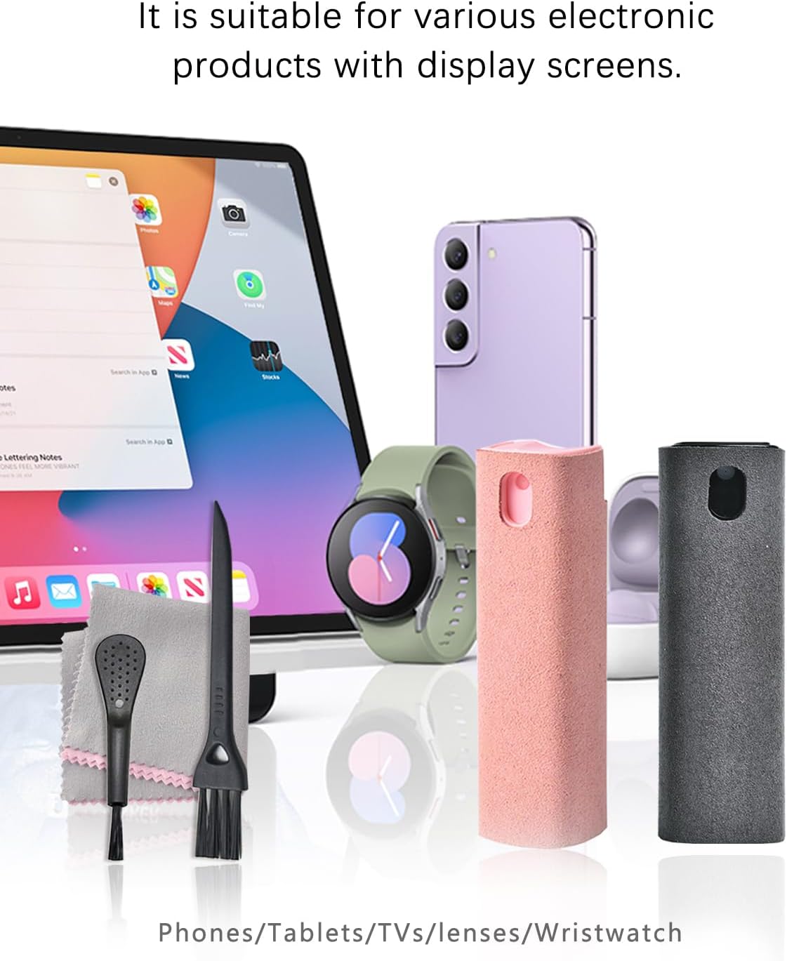 Touchscreen Mist Cleaner Spray Kit 2in1 Car Screen Spray Cleaner Car Essentials for Women Travel for iPhone iPad AirPods MacBook Eyeglasses Cell Phones Screen Cleaner Spray Kit (2 Units)