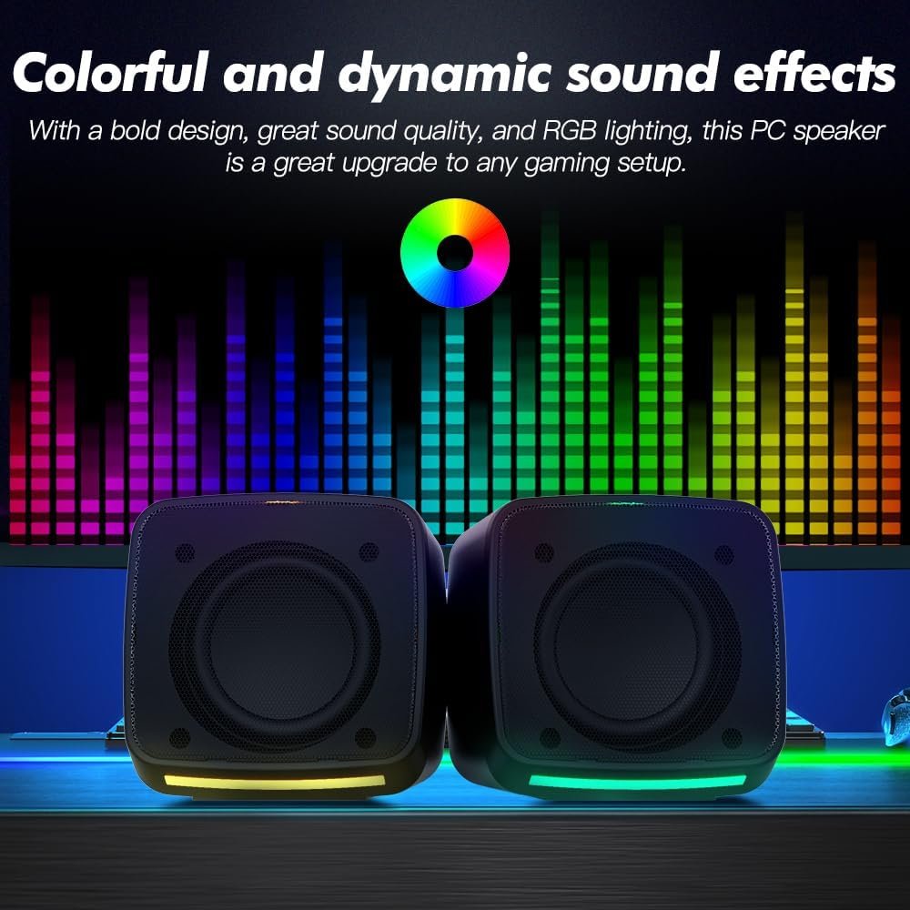 Aysoi PC Speakers, USB Powered Speaker Set, Jack AUX 3.5mm,Portable Mini Speaker for Laptop Smartphones MAC, Colorful RGB Lights