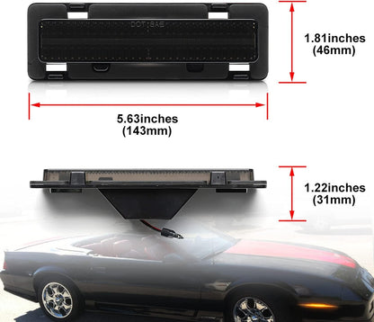 NSLUMO LED Front Side Marker Lights Replacement for 82-92 Chevy Camaro Euro Smoked Lens Amber Led Bumper Side Signal Parking Marker Light Assembly Replace OEM Sidemarker Lamps