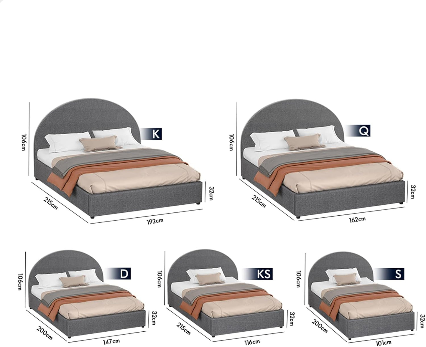 ALFORDSON Bed Frame, King Single Size Bed Frame with Padded Headboard, Grey Fabric Howell Gas Lift Bed Frame with Storage for Bedroom, Apartment, Living Room and Office