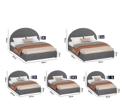 ALFORDSON Bed Frame, King Single Size Bed Frame with Padded Headboard, Grey Fabric Howell Gas Lift Bed Frame with Storage for Bedroom, Apartment, Living Room and Office