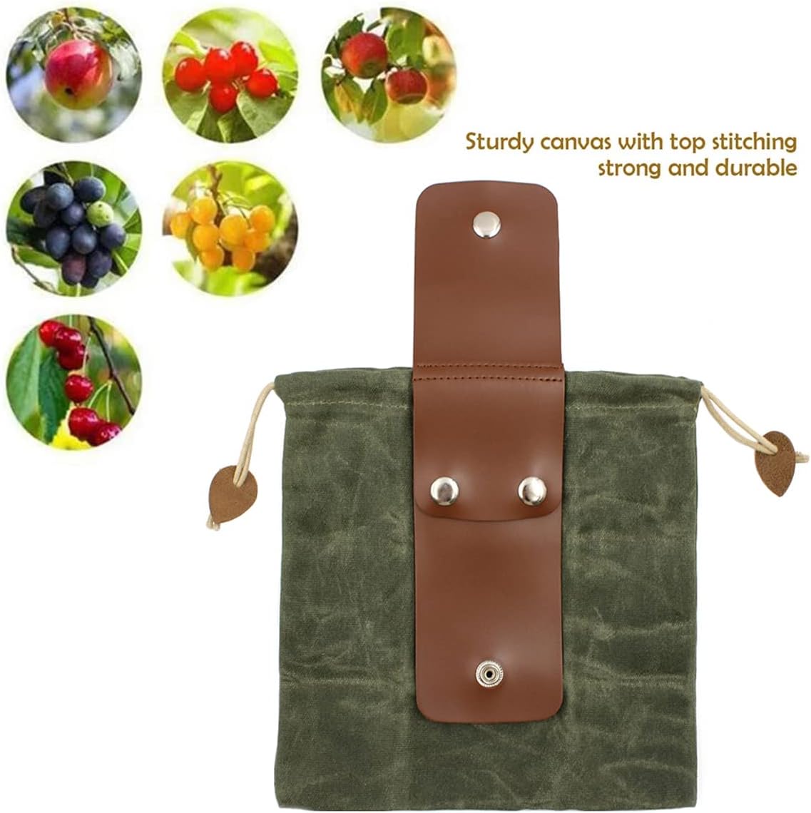 Asenie Foraging Bag Waxed Canvas Collapsible Outdoor Camping Foraging Pouch Mushroom Storage Water Resistant Leather Bushcraft Belt Tinder Dump Pouchs Brown for Travel Camping Hiking (Bag Only)