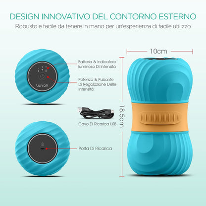 VOYOR-HEALTH Vibrating Peanut Massage Ball, Pilates Massage with Double Ball for Pain Muscle Relief, Electric Trigger Point Massage, Home, Yoga, Fitness MB300, Blue