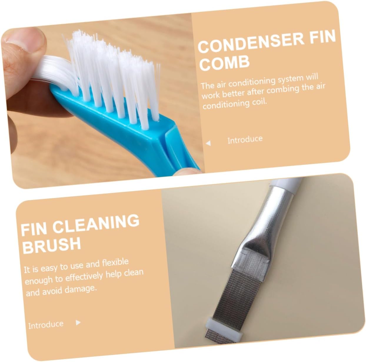 TINEASUR 1Set Air Conditioner Fin Combs Condenser Brushes Radiator Cleaners for Fin Combing Essential Tools for Maintenance and Cleaning