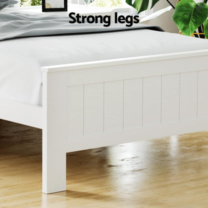 Artiss Single Bed Frame Platform Wooden Timber Frames with Bookshelf Beds Base Bedroom Room Decor Home Furniture White for Kids, Toddler and Adult, Modern Design