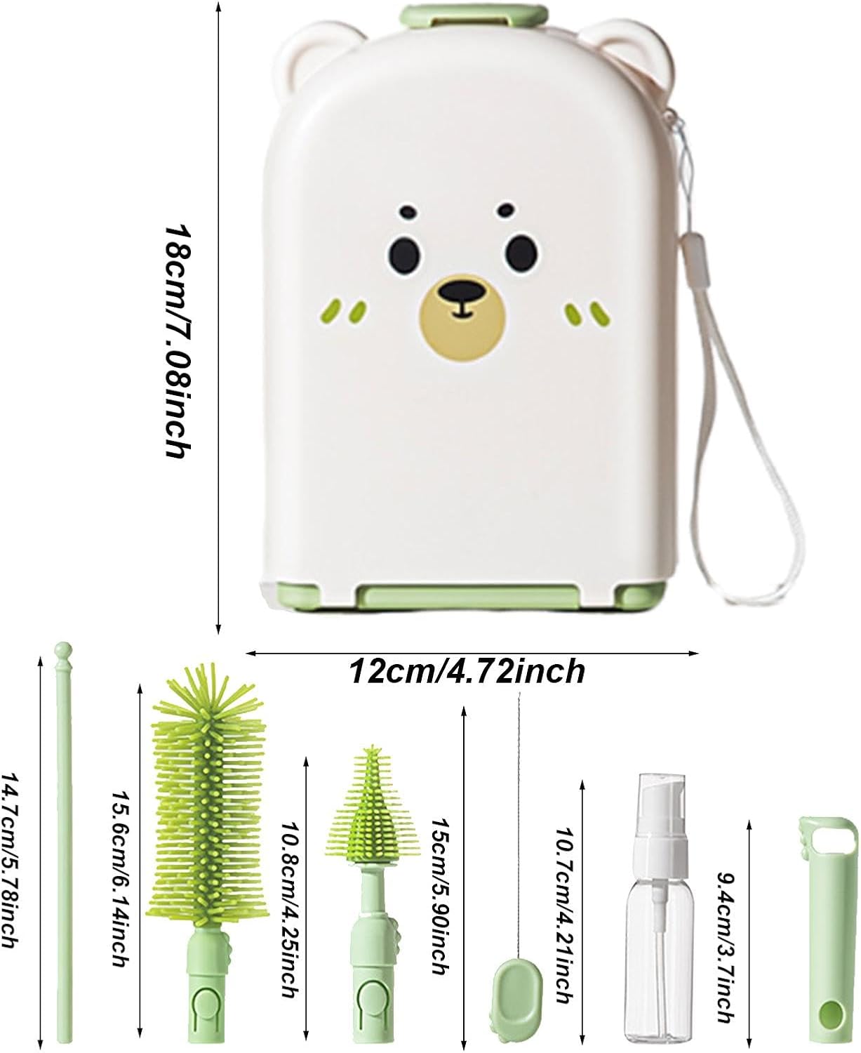 Bottle Cleaner Brush Set | Travel Nursing Bottle Brush Kit | Lightweight Food-Grade Brush Set for Bottles, Nipples, and Complementary Food Bowls, Baby Feeding Essentials On-the-Go