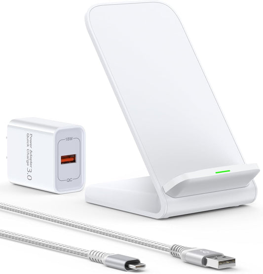 15w Anrdoid Wireless Charging Stand for Google Pixel 9 Pro XL 8 Pro 7 pro 7a 7 6 pro, QI Wireless Charger Station for Samsung Galaxy S24 S23 S22 Ultra Apple iPhone 16 15 14 13 Power Adapter Included