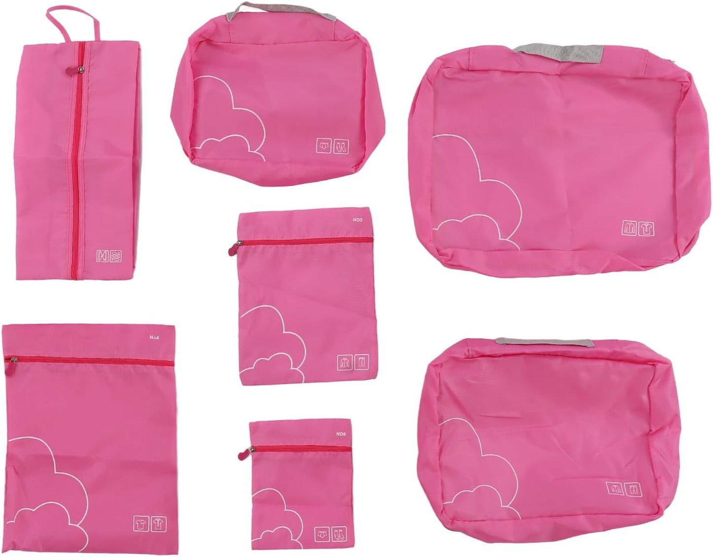 Travel Packing Cubes, Multifunctional Portable Bags, Set of 7 for Neat Organization (Rose Red)