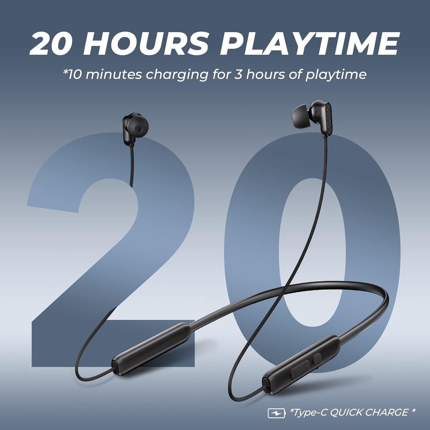 TONEMAC N18 Upgraded Bluetooth 5.2 Earbuds Wireless Bluetooth Workout Headphones, IPX7 Waterproof Lightweight Stable Fit for Sports/Gym, 20H Playtime, Superior Surrounding Deep Bass Earphones（Black）