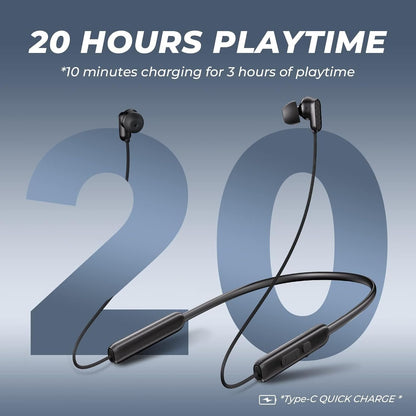 TONEMAC N18 Upgraded Bluetooth 5.2 Earbuds Wireless Bluetooth Workout Headphones, IPX7 Waterproof Lightweight Stable Fit for Sports/Gym, 20H Playtime, Superior Surrounding Deep Bass Earphones（Black）