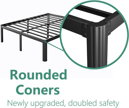 LAKKURI 18 Inch High Cal King Bed Frame No Box Spring Needed, Platform Metal California King Bed Frame, Easy Assembly, Noise Free, Heavy Duty, Black