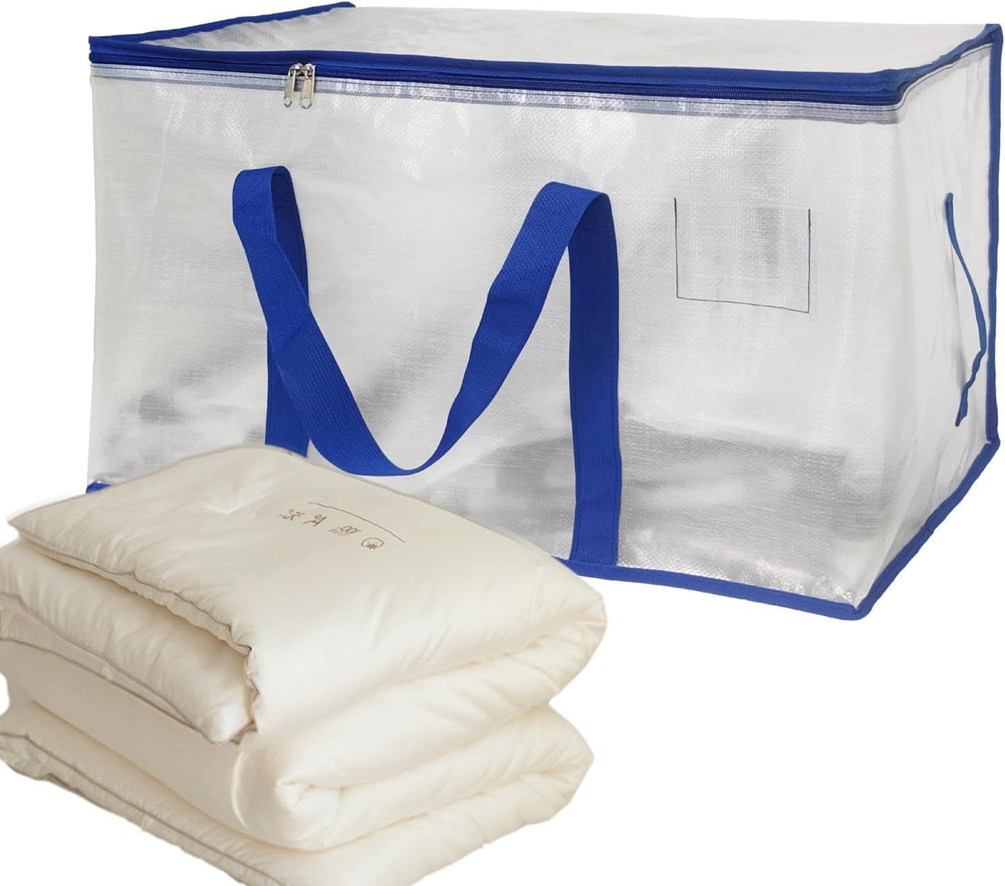 Large Moving Bags, Zippered Waterproof Totes, 27.17 x 14.96 x 15.75 Inches Heavy-Duty Storage Clothes, Transparent Packing Pouches for Easy Organization, Transparent Packing Pouch