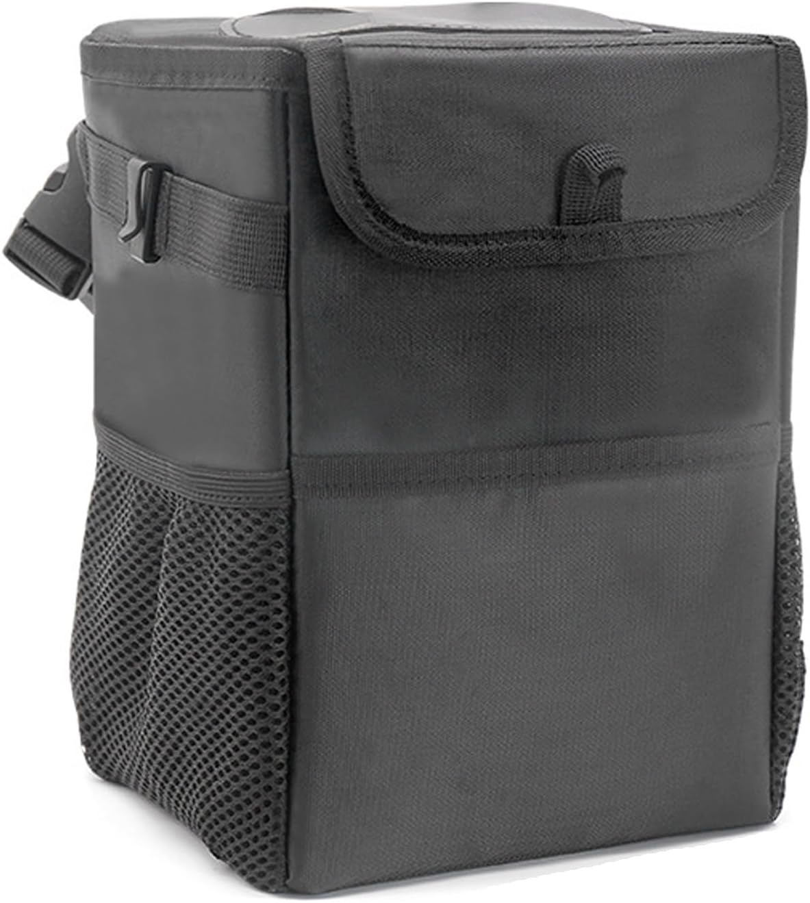 HYPIQQ Pattumiera da Campeggio con Coperchio e Tasche di stoccaggio Pieghevole Hanging Seat Gap necessità per Accessori Auto Life Essentials Cleaning Supplies,Nero,One Size