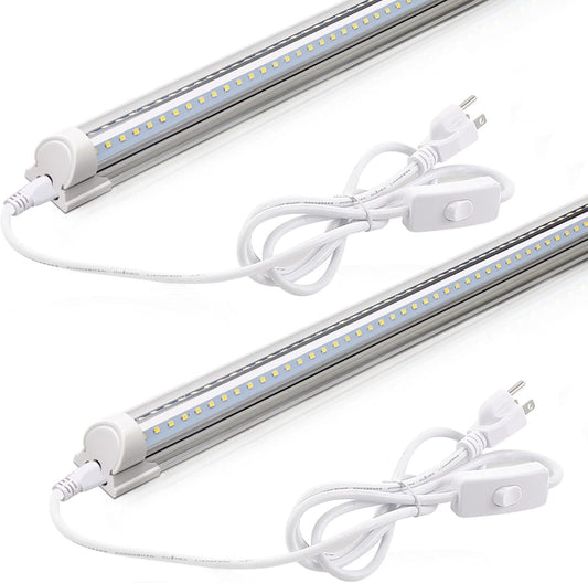 Barrina LED Shop Light 2FT, 20W 3000LM 6500K, Clear Cover Linkable LED Tube Lights, V Shape T8 LED Lighting, LED Ceiling Lights for Garage, Warehouse, Workshop, ETL Listed,2 Pack