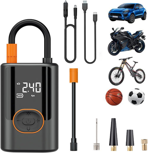 Aircore S1 – Smart Portable Tire Inflator Wireless Wired Power Bank, Equipped with Lighting + SOS Rescue Light Function, Suitable for Cars, Motorcycles, Bicycles (Black)