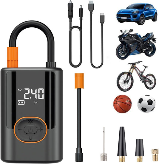 Aircore S1 – Smart Portable Tire Inflator Wireless Wired Power Bank, Equipped with Lighting + SOS Rescue Light Function, Suitable for Cars, Motorcycles, Bicycles (Black)
