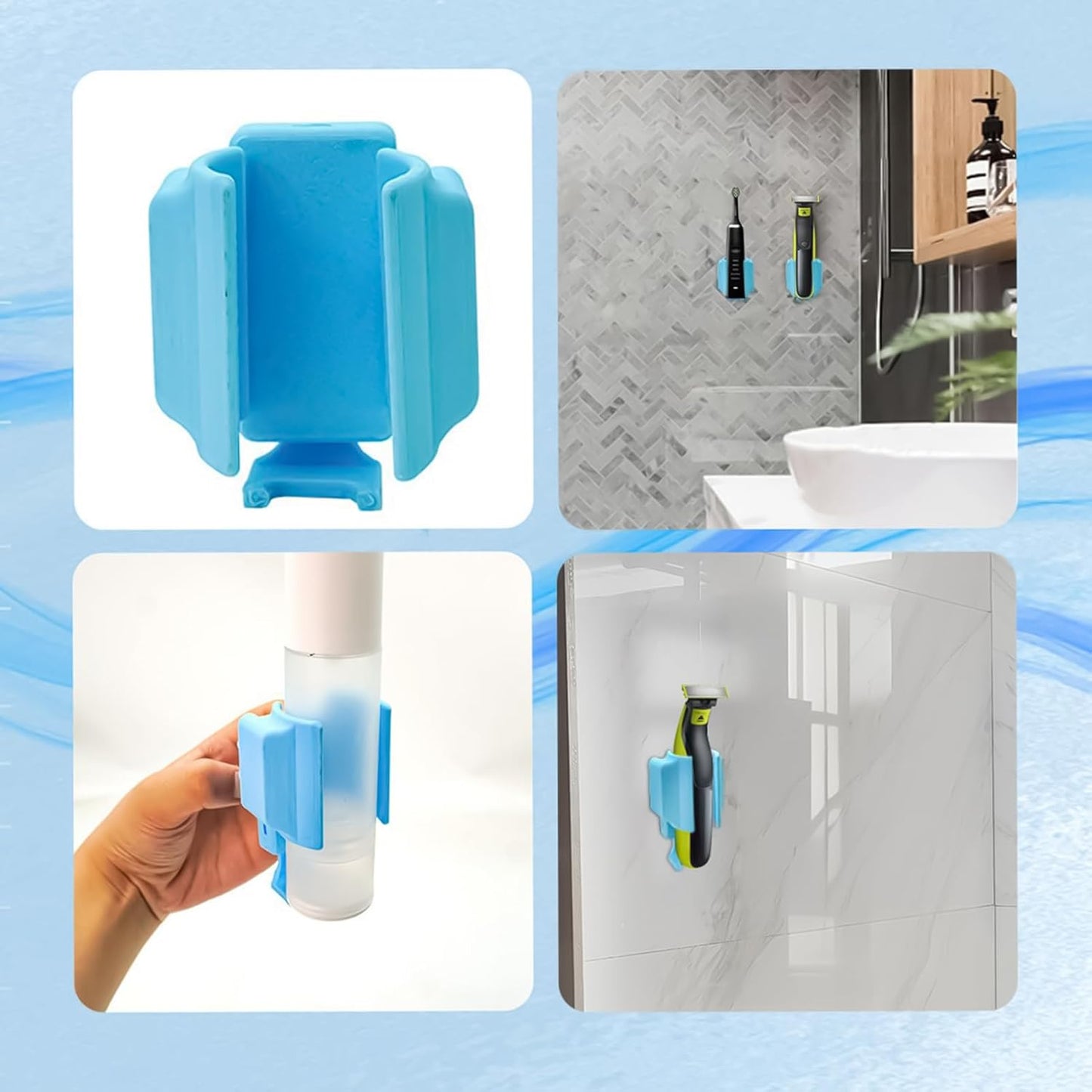 Toothbrush Holder Wall Mounted, Toothbrush Organizer Stand, Multifunctional Adhesive Draining Container for Sink, Makeup Vanity, Rv, Home, Mirror, Counter, 1.97x1.57x2.36 Inches