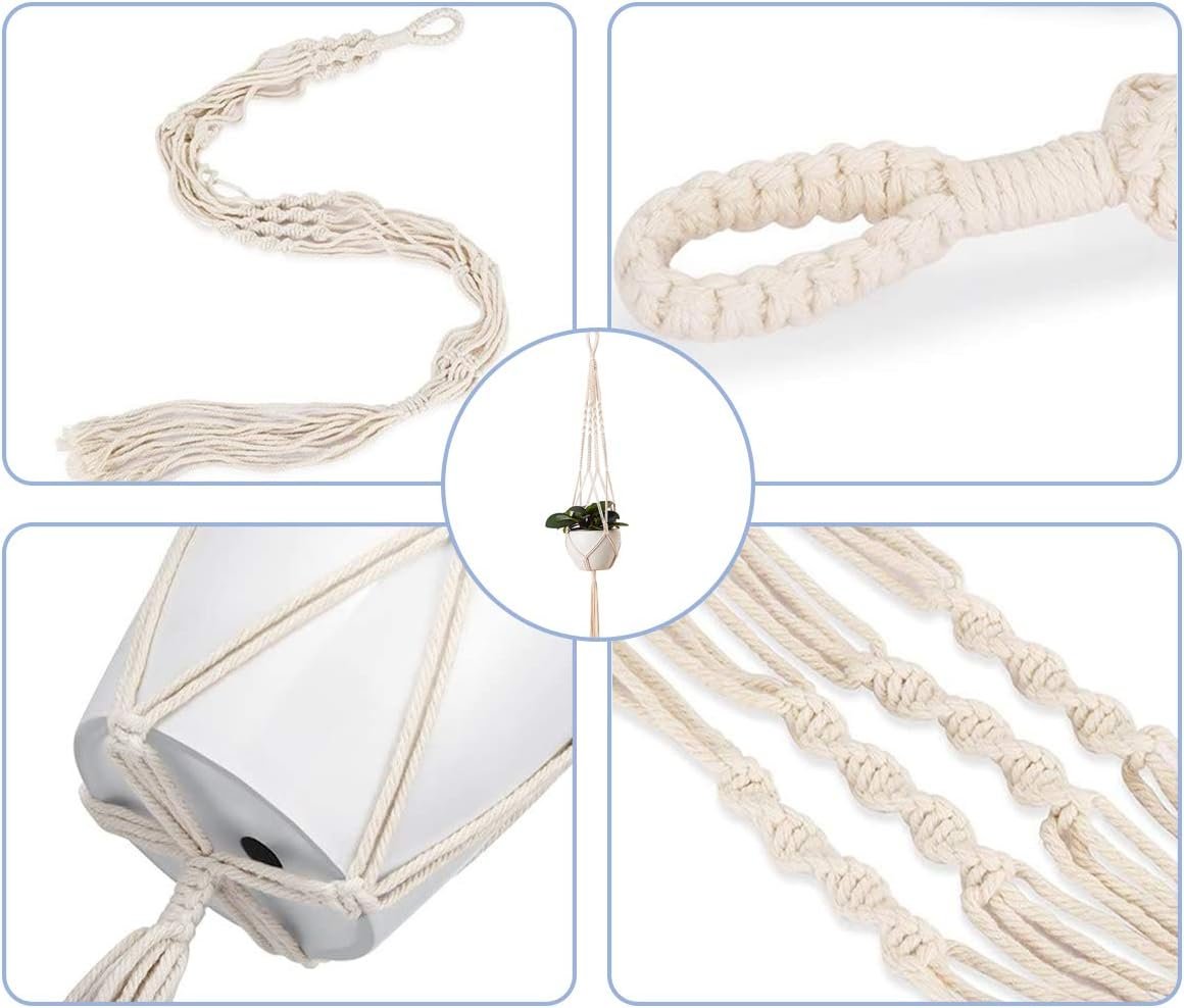 Macrame Plant Hangers, Hanging Planters for Indoor Outdoor Home Decor, with 5 Hooks, 5 Legs, 5 Style, Handmade Hanging Plant Holder