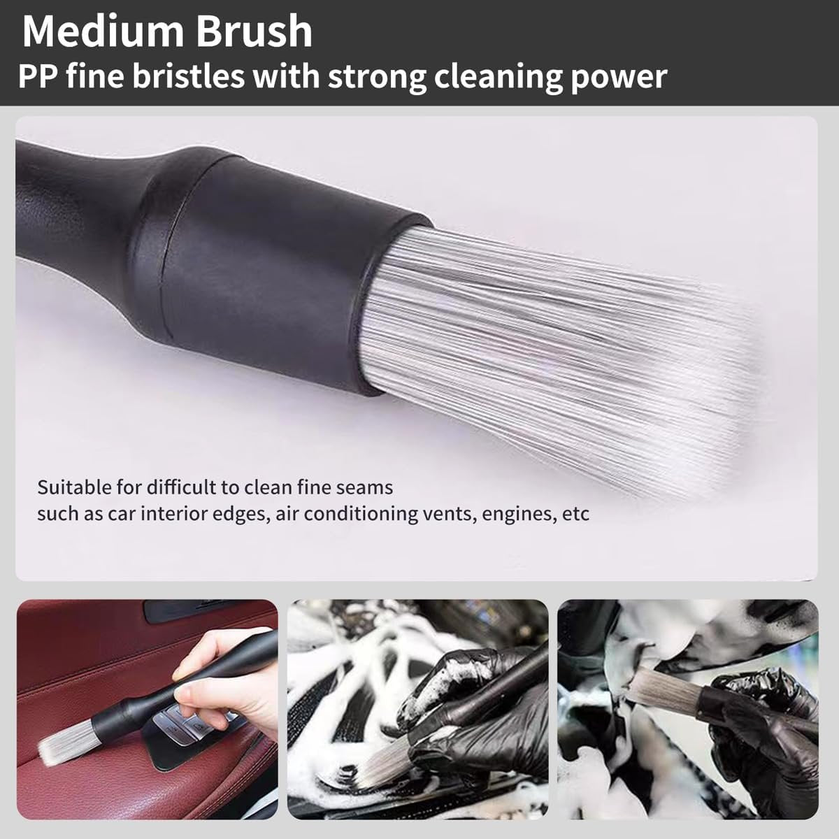 QioTceen Car Detailing Brush Set - 4-Piece Kit for Interior & Exterior Cleaning - Premium Car Wash Brush for Professional Results ﻿car Duster Interior