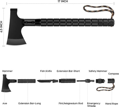 Hitdudu Camping Axe, Folding Portable Survival Hatchet Multi-Tool, Tactical Tomahawk with Hammer for Outdoor Hunting Hiking Camping