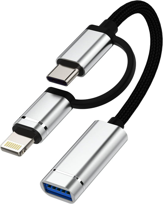 iPhone OTG Cable Adapter USB-A Female to USB C Lightning Male Converter Thunderbolt Camera Mouse Port Cord Adaptador Type 3.0 Dongle compatible for Samsung S22 LG 14 13 12 Pro Apple Ipad Air 4 Macbook