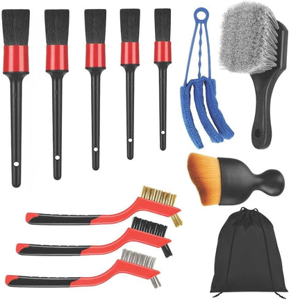 Car Detailing Brush Set, 11Pcs Car Detailing Kit Includes Car Interior Detailing Brushes, Car Wheel & Tire Brush for Rim Cleaner, Car Cleaning Brush for Dust, Engine Brush, Air Vent Brush