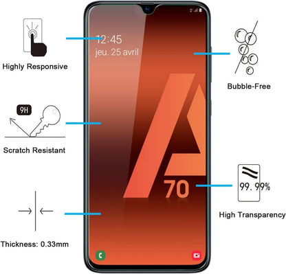 NEW'C 3 Pack Designed for Samsung Galaxy A70 Screen Protector Tempered Glass,Case Friendly Scratch-proof, Bubble Free, Ultra Resistant