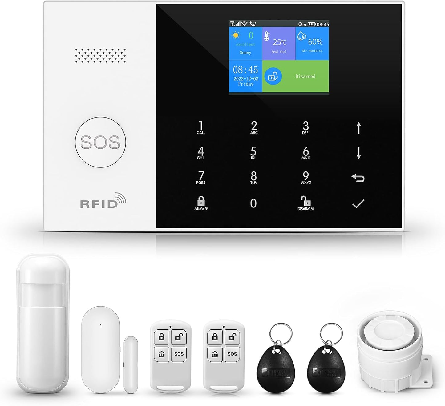 LWOHSI Home Security Alarm System, WiFi+GSM Alarm Kit with Phone APP Alert, Door/Window Sensor, Remote Control for Home, Apartment