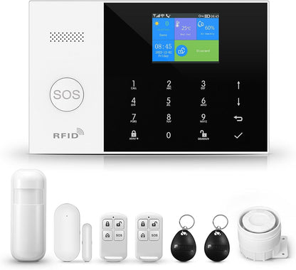 LWOHSI Home Security Alarm System, WiFi+GSM Alarm Kit with Phone APP Alert, Door/Window Sensor, Remote Control for Home, Apartment