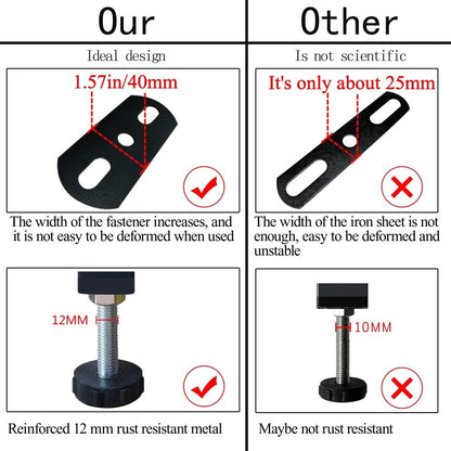 N+A KUSRUP Metal Adjustable Height Bed Furniture Foot Legs Replacements Center Frame Slat Support Leg for Platform Bed Frame Replacement Parts Risers Heavy Duty Easy Install (9.8" to 12.6")