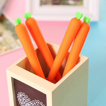 Halloluck 24 Pcs Carrot Gel Ink Pen Cute Silicone Roller Ball Pen for Office School Supplies, Kids Drawing Pen Gifts for School Student Office Kids Play Study Stationery Supplies