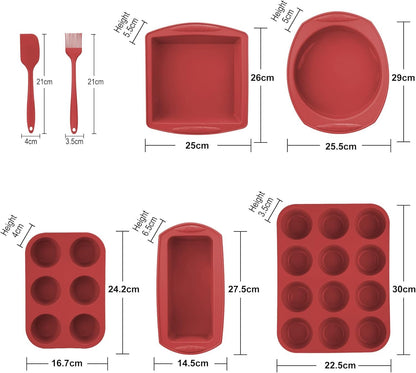 Aschef Silicone Nonstick Baking Pans Mold Tray Supplies Tools Bakeware Set, Food Grade for Muffin Donuts Pizza Tiramisu Cake Pan Cookie Sheets Cookware Set for Oven