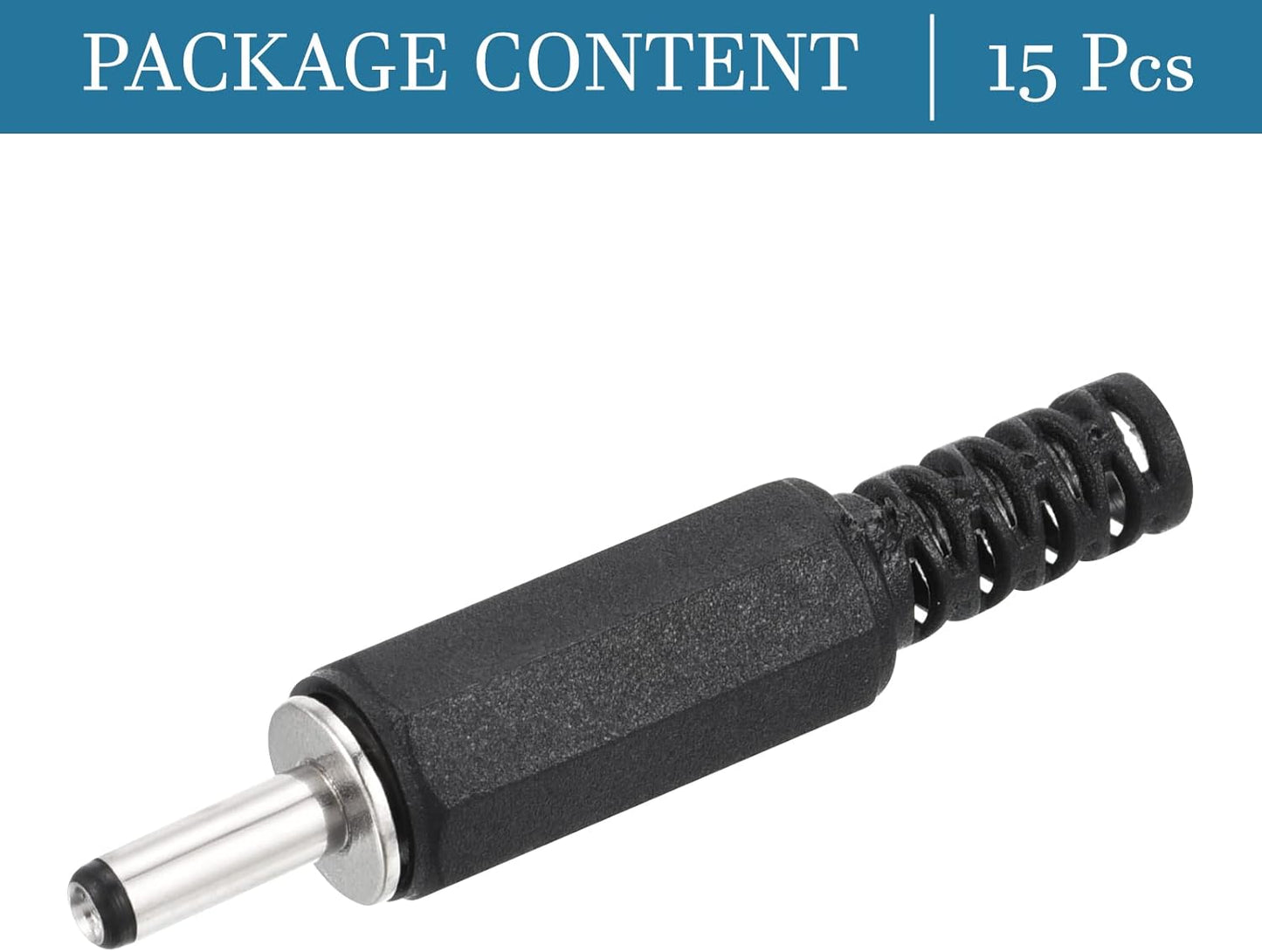 QUARKZMAN 3.5 x 1.3mm DC Male Connector x 15pcs DC Cylindrical Jack Connectors Solderless Adapter Replacement for Electronics