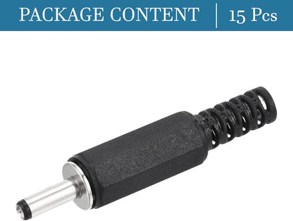 QUARKZMAN 3.5 x 1.3mm DC Male Connector x 15pcs DC Cylindrical Jack Connectors Solderless Adapter Replacement for Electronics