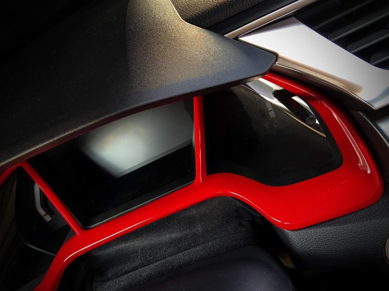 Red Dashboard Instrument Panel Dial Trim Cover Frame ABS Decal Interior Accessories for Honda 10th Gen Civic 2016 2017 2018 2019 2020