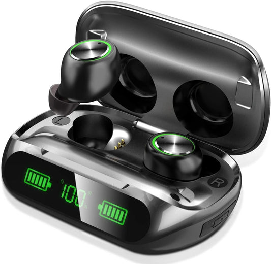 YIPUT Wireless Earbuds Bluetooth 5.3 Headphones 200 Hours Playtime with 2000mAh charg Case,in Ear Headest IP7Waterproof Noise Cancelling Built-in Mic,Big Bass LCD Display,for Sports/Working/Study