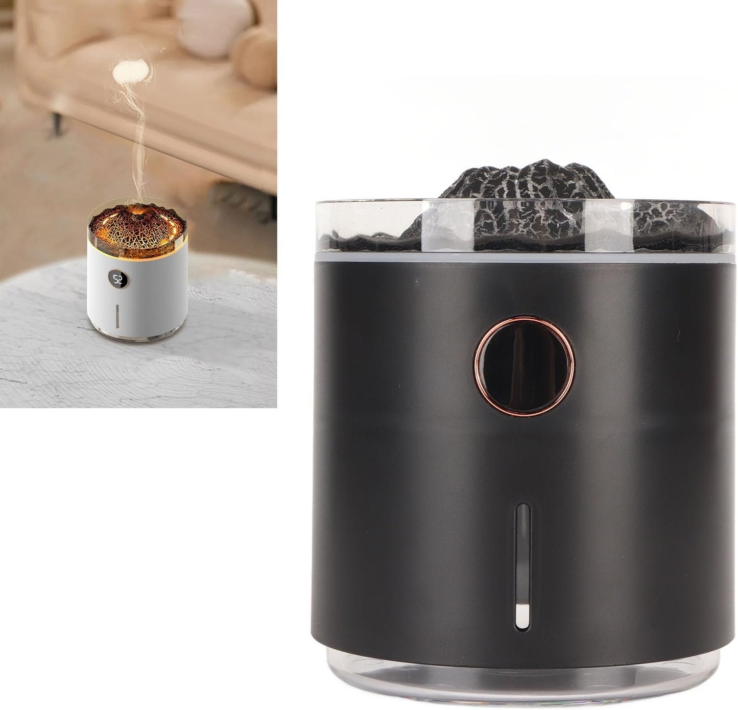 Flame Essential Oil Diffuser, Flame Diffuser Humidifier with Remote Control, Timer Colorful Ambient Night Light Fire Multifunctional Air Diffuser for Bedroom, Office, Home, Yoga
