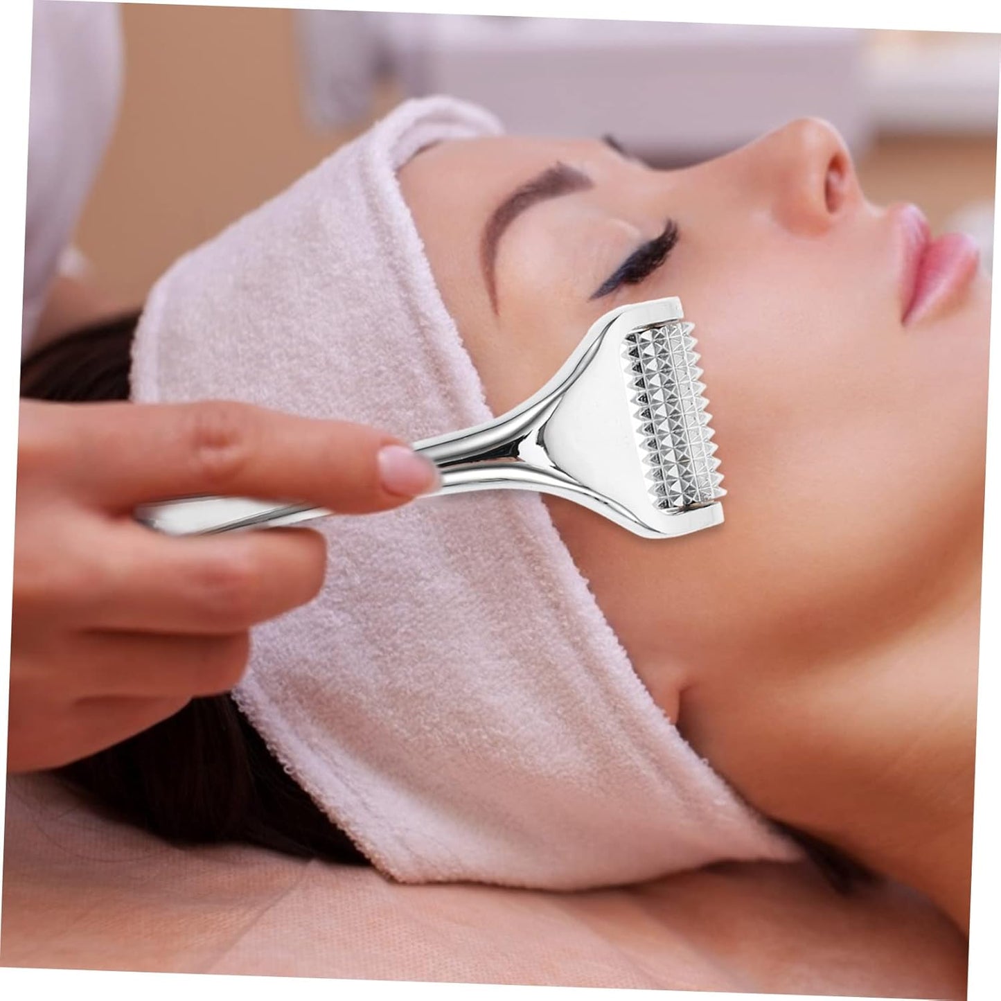 Generico 1pc Beauty Device Wrinkle Remover Walker Massager Zinc Alloy Facial Skin Care Cleanser for Skin Care Silver