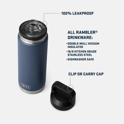 YETI Rambler 26 oz Bottle, Leakproof, Vacuum Insulated, Stainless Steel with Chug Cap, Papaya
