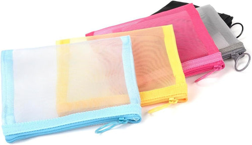 patu Zipper Mesh Bags, Beauty Makeup Cosmetic Accessories Organizer, Travel Toiletry Kit Set Storage Pouch, 5 Assorted Colours, S (5 pcs), Modern