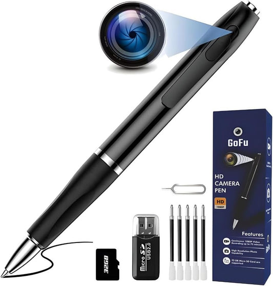 GoFu Hidden Spy Camera Pen, HD 1080P Mini Portable Black Secret Camera with 32GB Micro SD Card, Pocket Cam Recorder for Video & Photo & Audio Recording up to 75 Minutes
