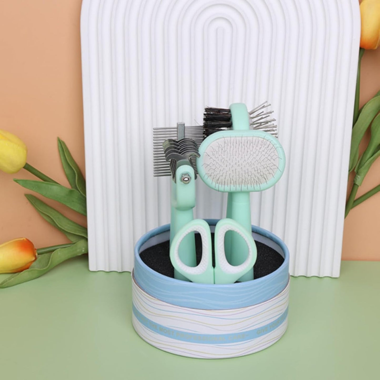 Dog Grooming Tools - Flea Comb Bath Brush | Portable Multifunctional Detailing Tool Set for Shedding Bath Kitten Travel Indoor clean Puppy Home