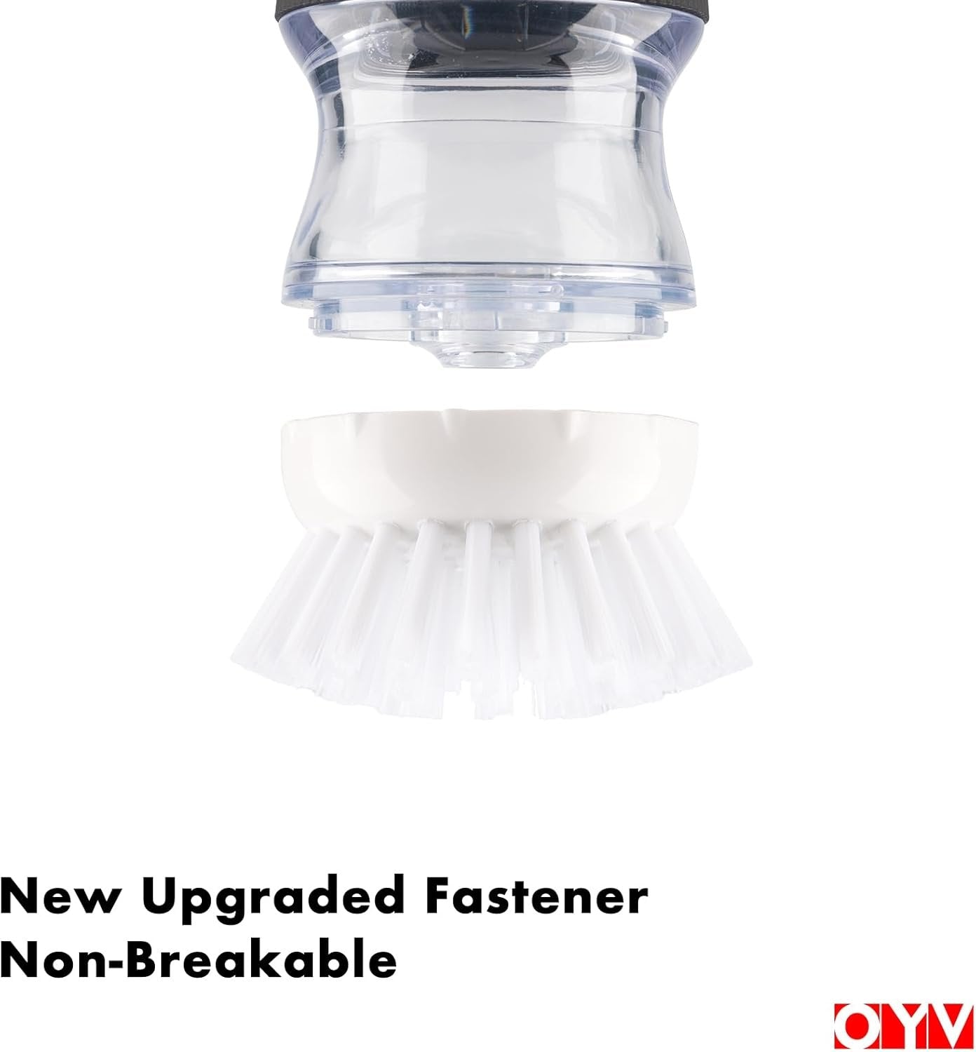 OYV Dish Scrub Brush with Soap Dispenser, Kitchen Brush for Dish Pot Pan Sink Cleaning, 1 Piece Soap Dispensing Palm Brush, Black/Clear/White
