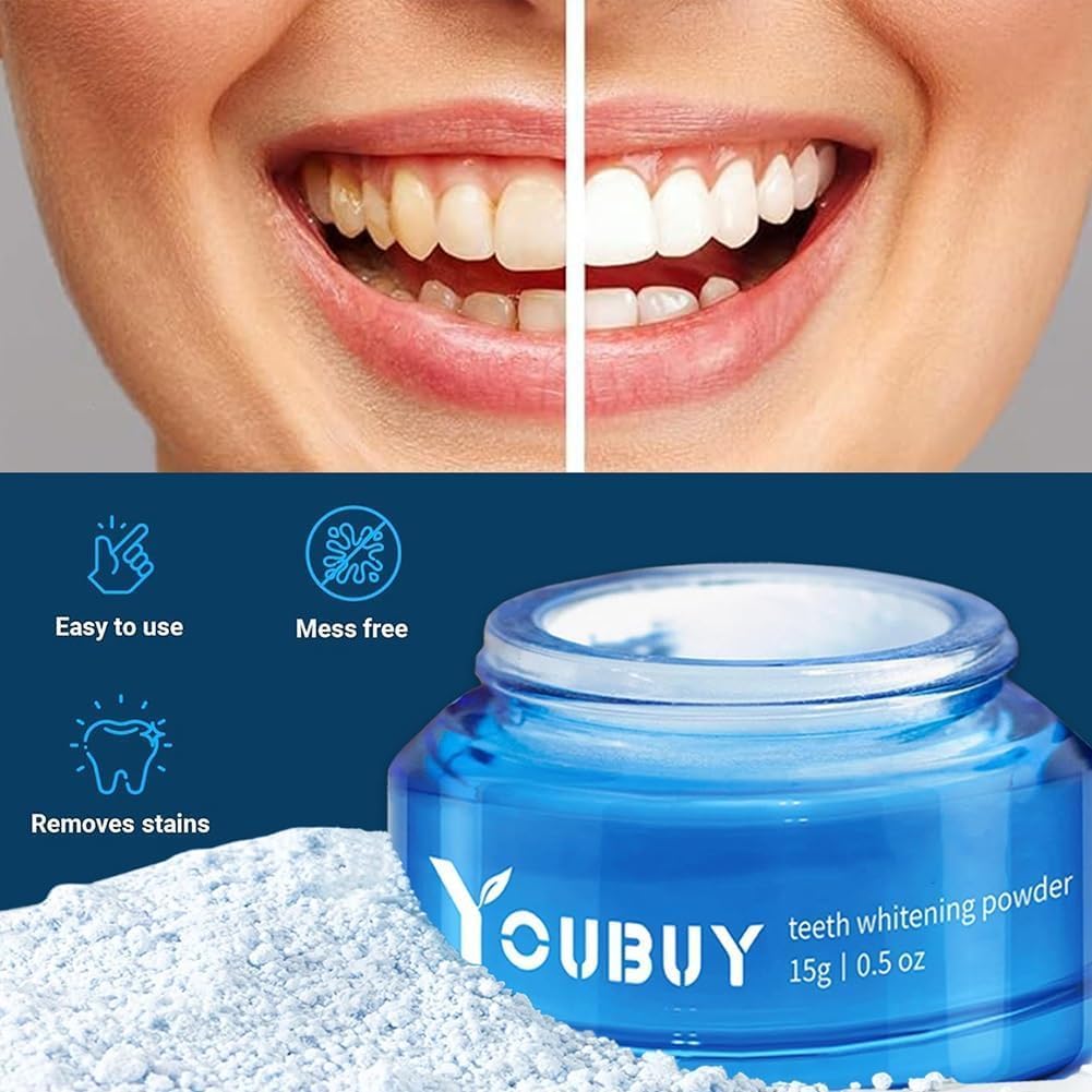 Youbuy Whitening Cream, Teeth Whitening Powder, Simply White Teeth Whitening Powder, Instant Whitening and Stain Removal, Enamel Powder, Cleaning Tooth Fresh Breath Care Oral (2)