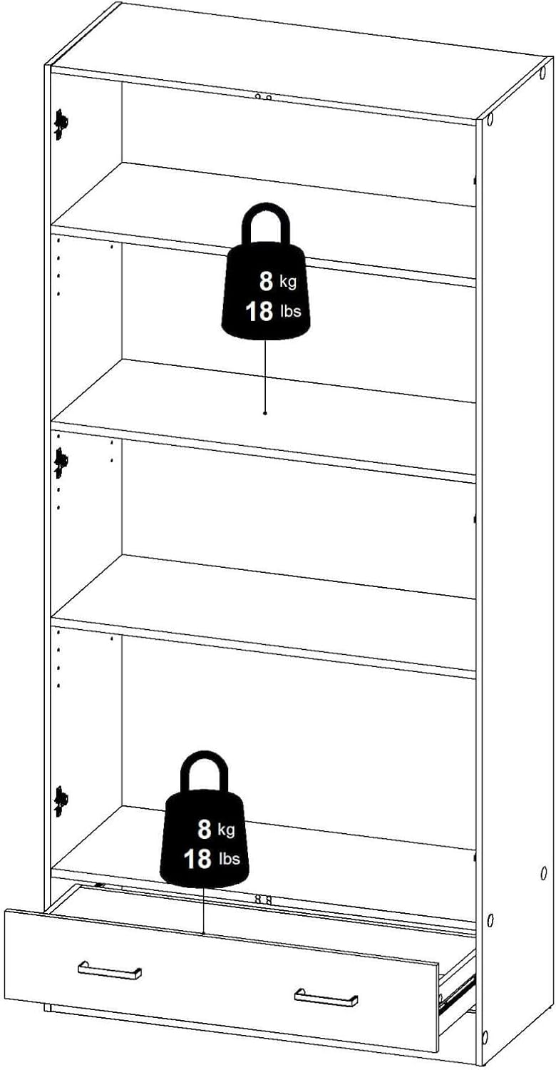 Dmora - Wardrobe 2 Doors Audette, Bedroom Furniture, Walk-in Closet, Clothes Wardrobe, 79 x 36 H 170 cm, White